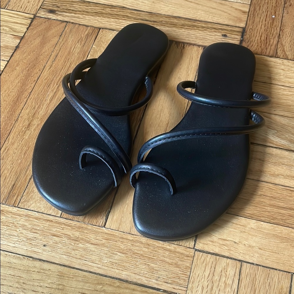 Black Strappy Flat Sandals